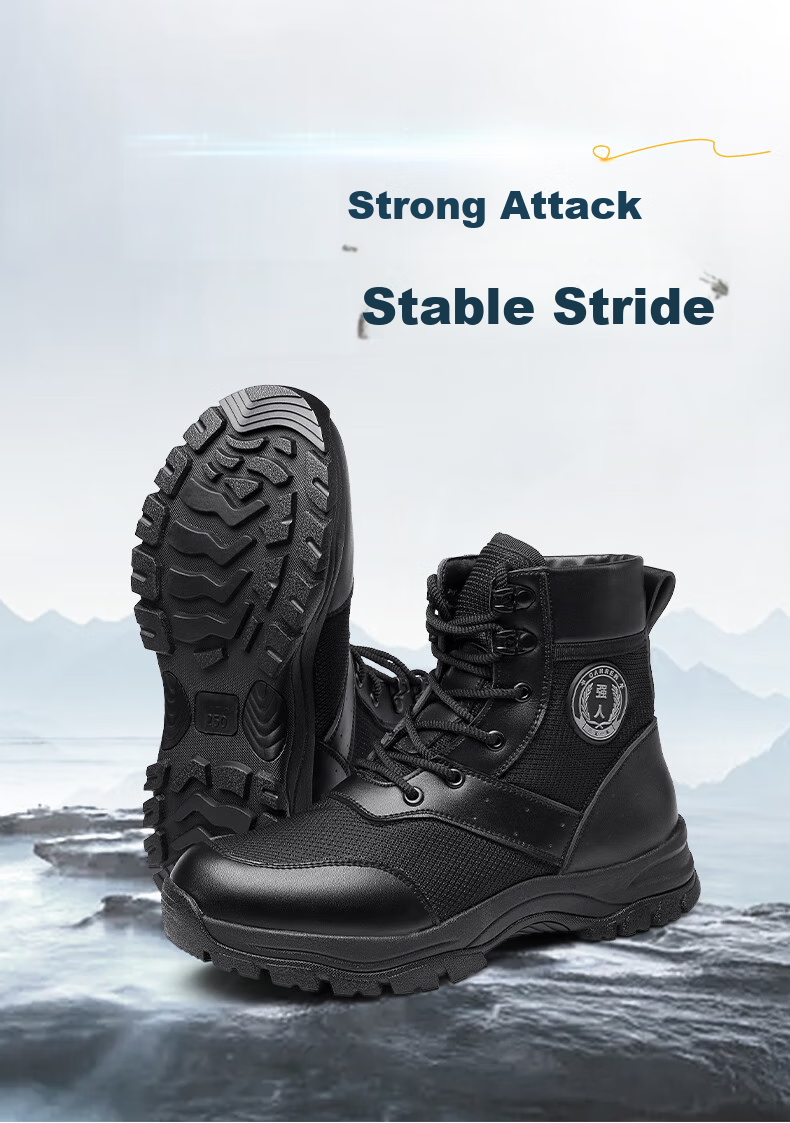 Qiangren Outdoor Men's Boots, Duty Boots, Comfortable Breathable Mesh Hiking Training Short Boots, JDX19116L, Black, Size 42 4