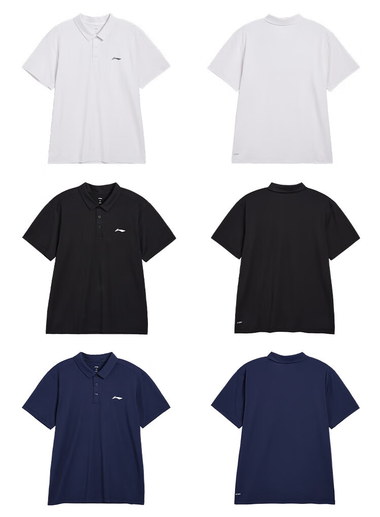 LI-NING Men's Quick-Dry Polo Shirt Short Sleeve T-Shirt Comfortable Lightweight Breathable Moisture-Wicking Cooling Top 12
