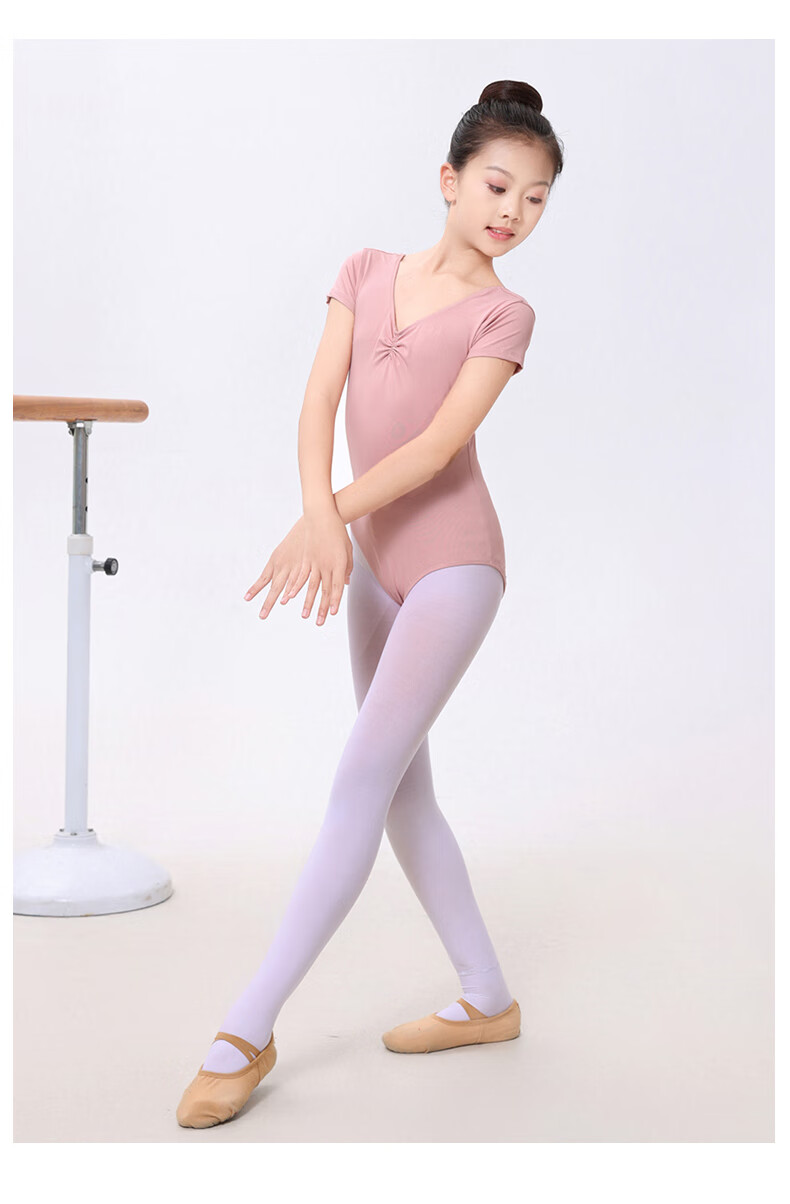 Guniya Children's Dance Practice Dress, Girls' Professional Dance Costume, Chinese Dance Skirt, Short Sleeve, Size 150 2
