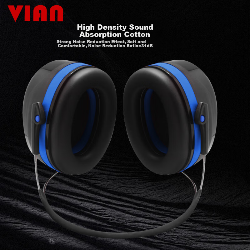 VIAN Industrial Noise Reduction Ear Muff Helmet-Style Ear Cover with Safety Helmet Headphones H9B Neckband Ear Muff (Noise Reduction 31dB)