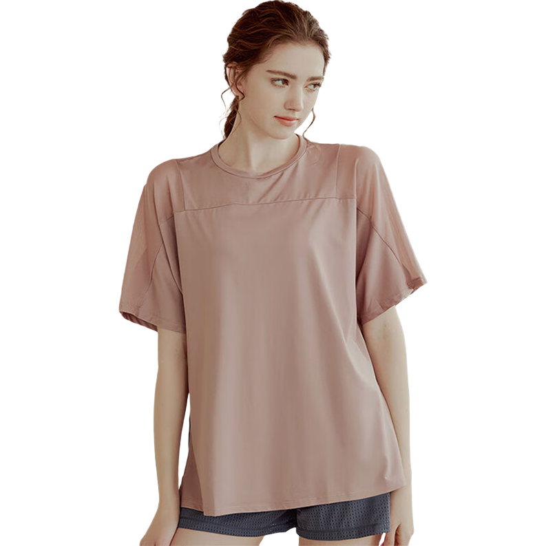 XUEXIMAN Yoga Wear for Women, Loose-Fitting Quick-Dry Short-Sleeve Sports Top, Breathable Fitness Cover-Up, Summer Workout Athletic T-Shirt