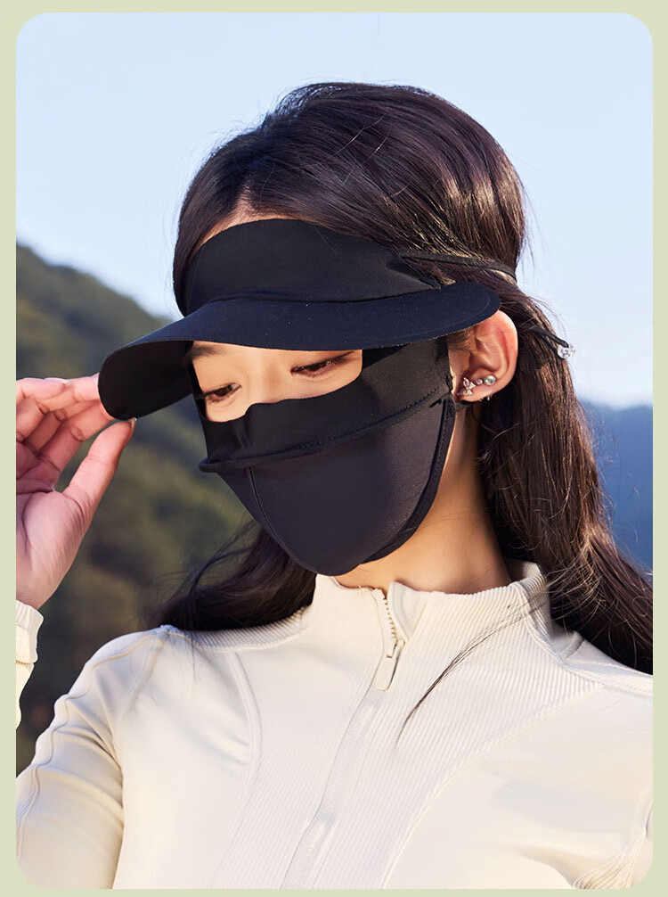 Nanjiren 2025 New Black Vinyl Sun Protection Hat for Women, Open-Top UV Shield Face Mask Sunshade Hat, Fashionable Summer Sun Hat for Women 14