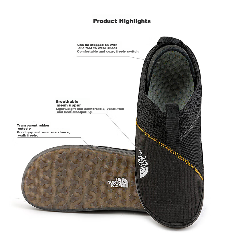 The North Face Unisex Casual Shoes Breathable Mesh Camp Shoes 7W4D Black/KX7 9 2