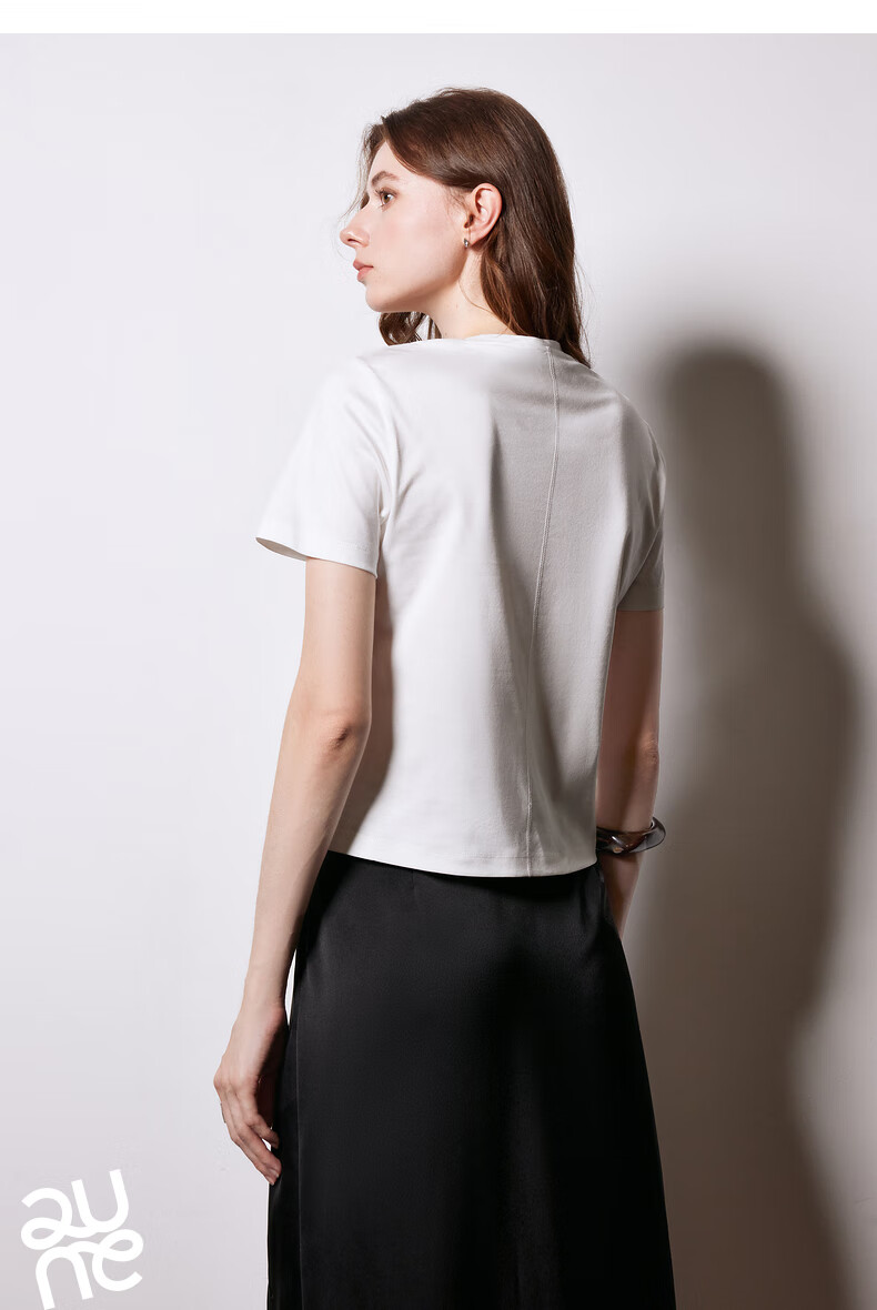 Chuyu Mulberry Silk T-Shirt for Women, 2025 New Style, Mandarin Collar Short Sleeve Simple Versatile Top, Ice Lake Blue, M 13
