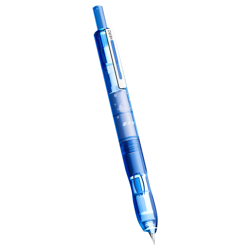 HERO P320 Fountain Pen, Xingqi Cang Ergonomic Push-Button Fountain Pen for Third Grade Elementary School Students' Handwriting Practice, Iridium Nib, Starlight Blue, EF Extra Fine Nib