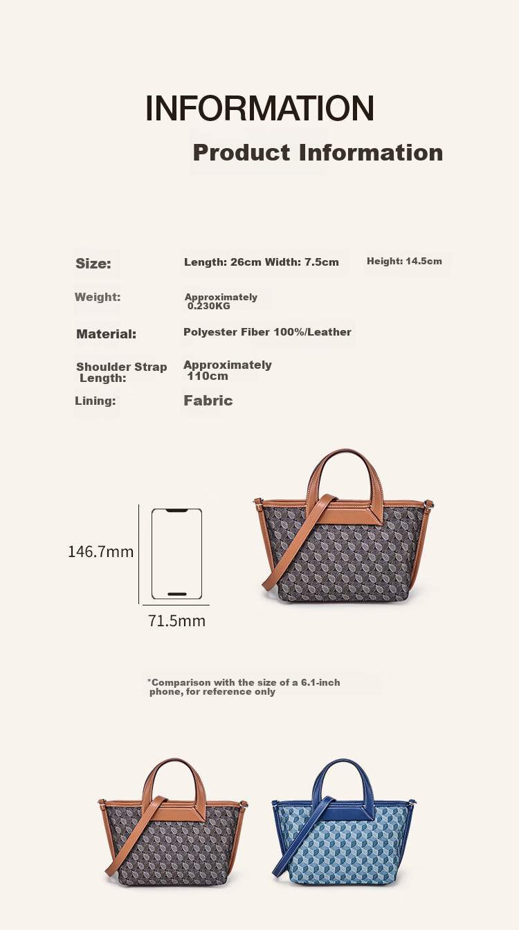 DISSONA Foldable Ear Bag, Women's Handbag, Lucky Coin Purse, Monogram Shoulder Bag, Tote Bag, Small Size, Denim Color 2