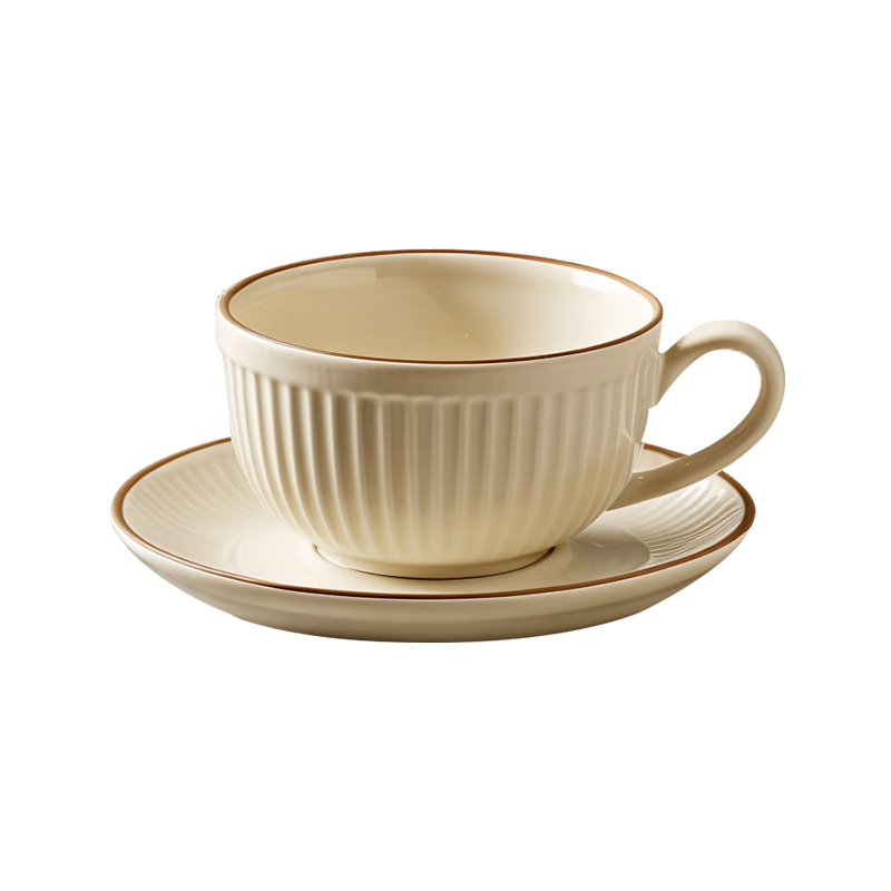 CLITON European Style Coffee Cup Latte Cup Ceramic Office Cup and Saucer Set Breakfast Milk Cup One Cup One Saucer One Spoon