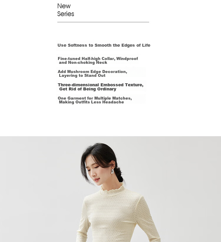Sentubila Semi-Turtleneck Inner Layer Knit Sweater, Autumn And Winter Top, Petite Women's Warm Long-Sleeve Base Layer, Beige, XL 2
