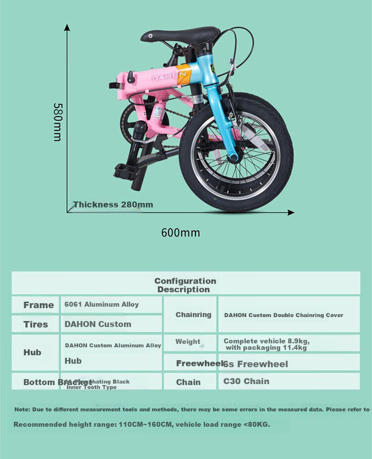 DAHON Children's Oversized Bike, 14-Inch Aluminum Alloy, for Boys And Girls Students, Small Wheels, KAA411, Gray-Black 14