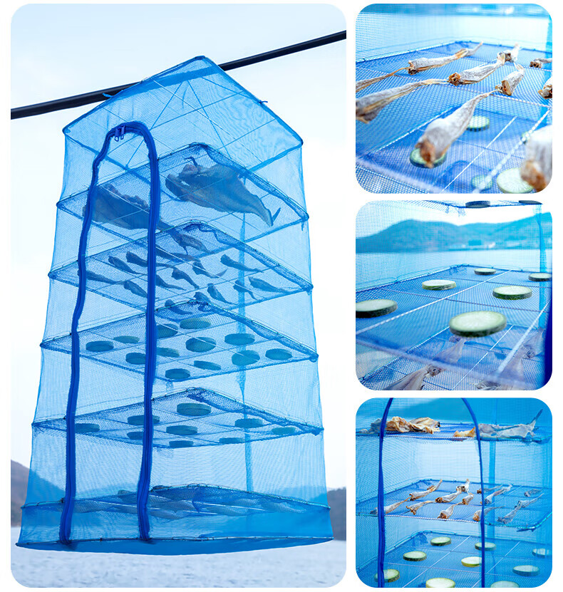 Hakkai Bird Folding Fish Drying Net 100CM Five-Layer Drying Cage Insect and Fly Proof Household Vegetable and Dry Goods Drying Net 2