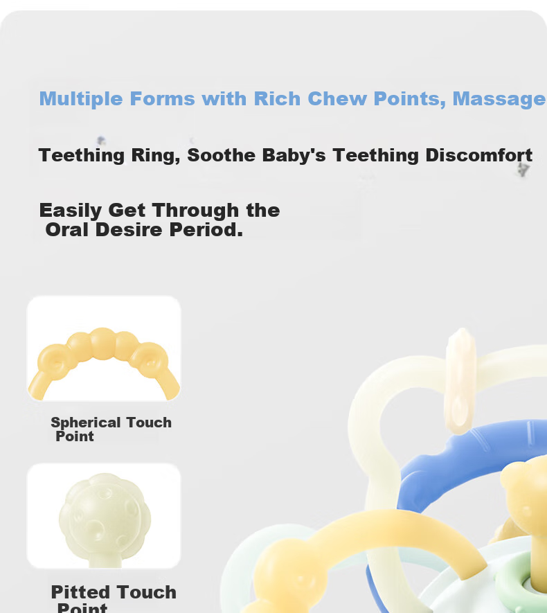 Beitaisi Manhattan Teething Ball, Baby Silicone Chew Toy, for 0-1 Year Old Infants, Early Education Toy, Amber Blue 5