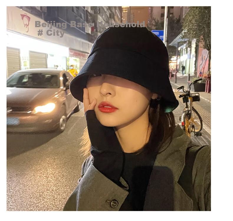 XUEXIMAN Women's Black Straight Bucket Fisherman Hat, Thin Style, Face-Covering, Sun-Protective Hat 11