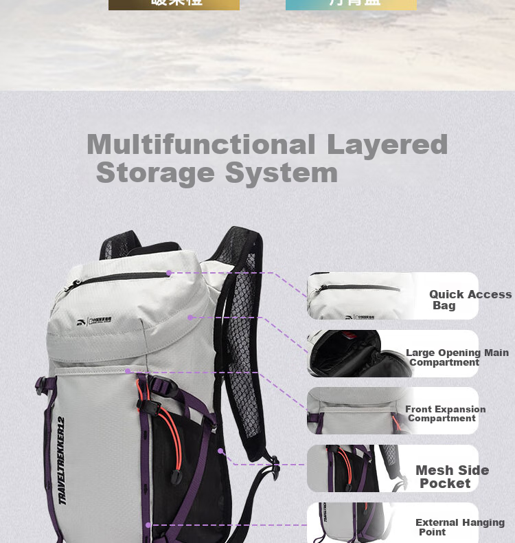 Anta × National Geographic [Wang Yibo Edition] TT12 Outdoor Baichuan Backpack Double Shoulder Travel Hiking Bag 4
