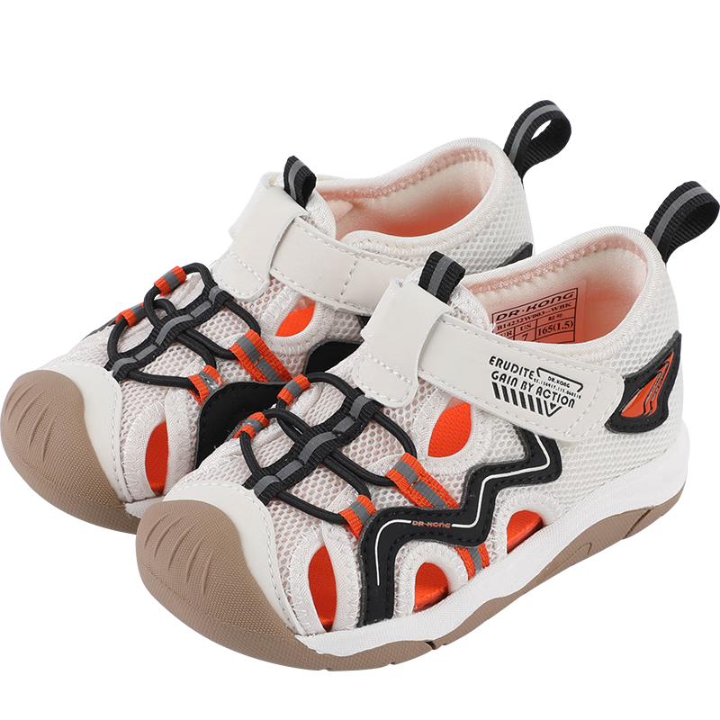 Dr. Jiang Toddler Walking Shoes Summer Boys Comfortable Breathable Closed-Toe Children's Sandals 2B14A2041BM White/Black Size 29