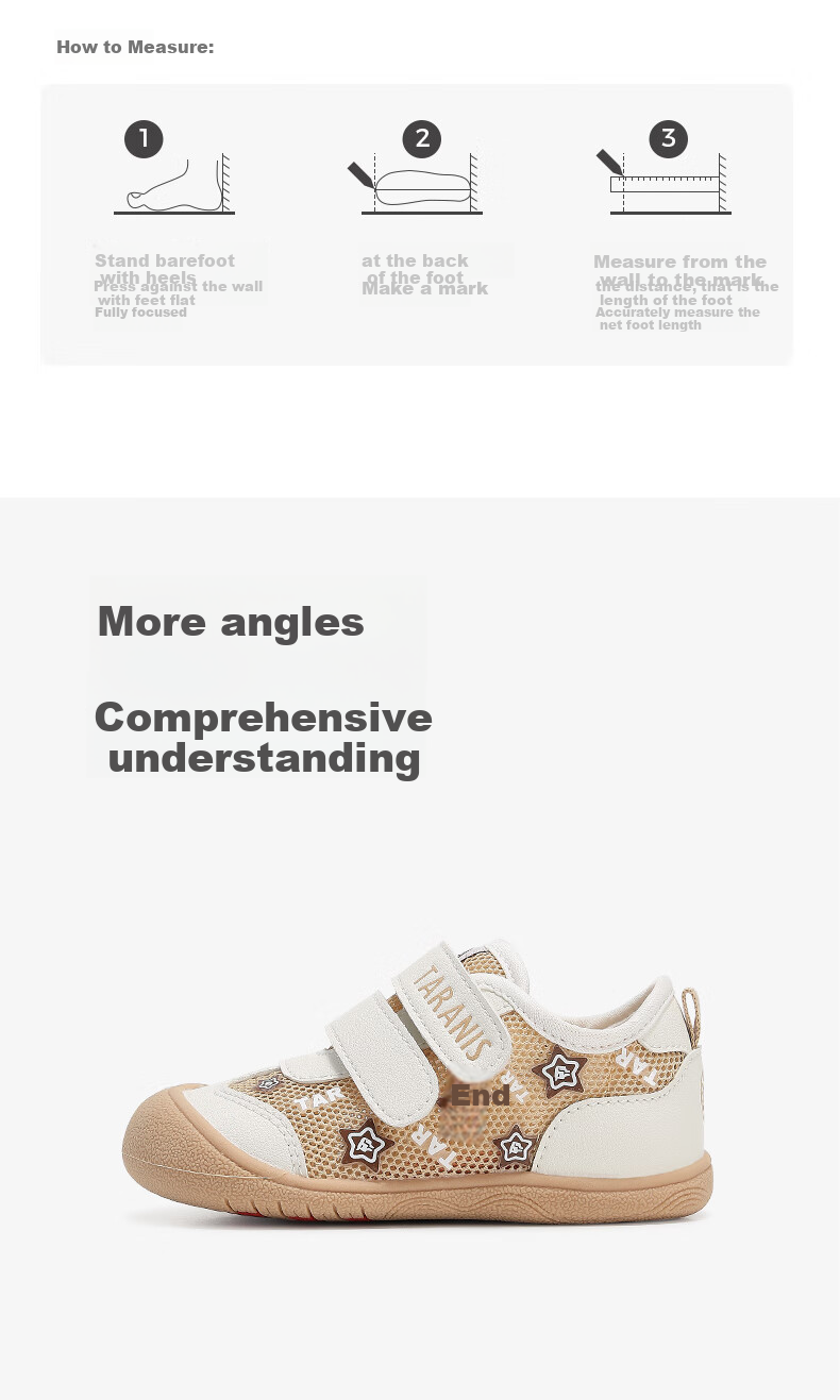 TARANIS Toddler Shoes, Spring Season, for Boys And Girls, Closed-Toe Anti-Kick Sneakers, Non-Slip Functional Shoes, Apricot White, Size 23 10