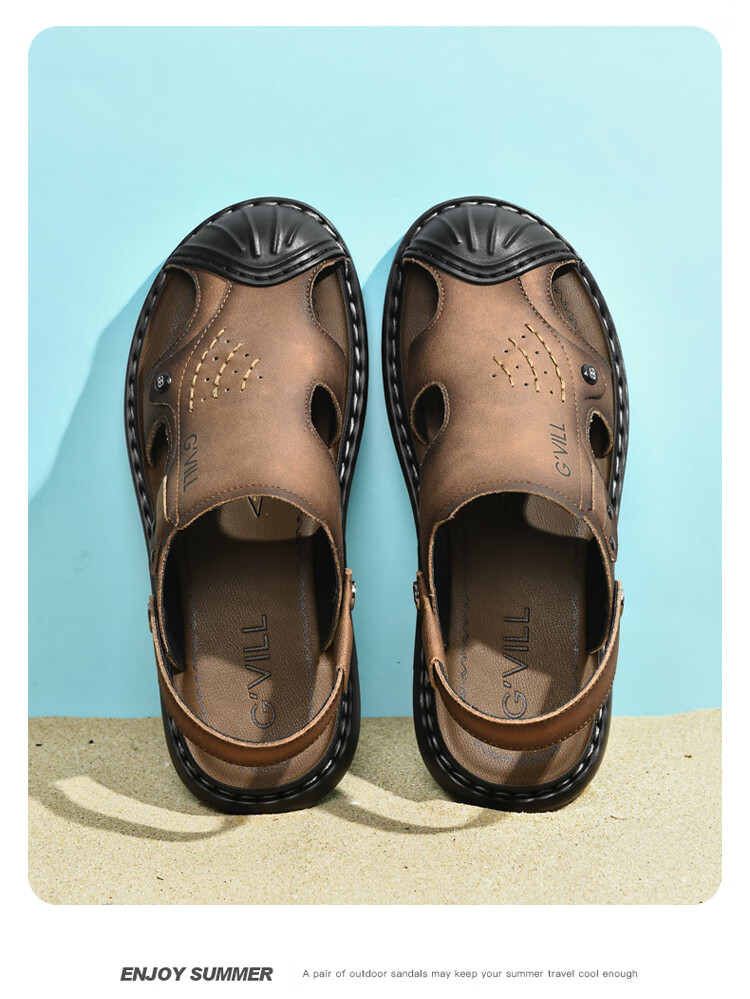 Guizhibu Summer New Outdoor Closed-Toe Sandals, Breathable Thick-Soled Non-Slip Beach Shoes Casual Shoes G303 Gray 41 3