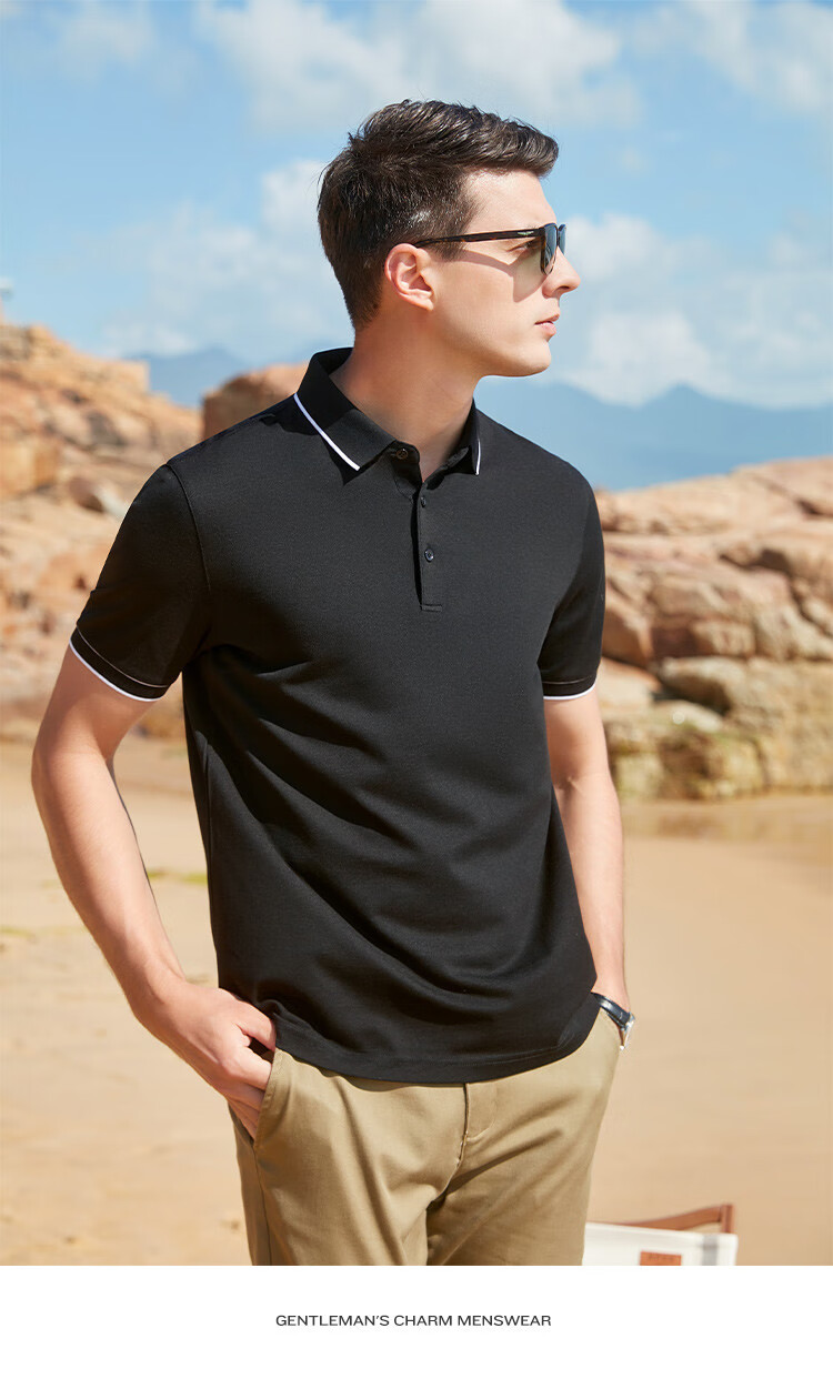 Antonio 55% Mulberry Silk Cooling Breathable High-End Short Sleeve Polo Shirt Men Summer Knitted Business Casual T-Shirt Top 10