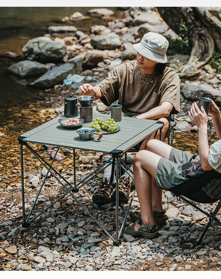 Naturehike Nuoke Mountain L03 Outdoor Ultralight Aluminum Alloy Portable Folding Camping Table Picnic Table_Titanium Color/L 4