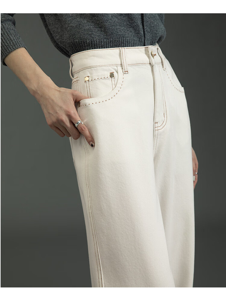 Dme [Three-Proof Technology] 2025 Spring Breathable Comfortable Lyocell Cotton Dense Twill Narrow Straight Jeans for Women 2