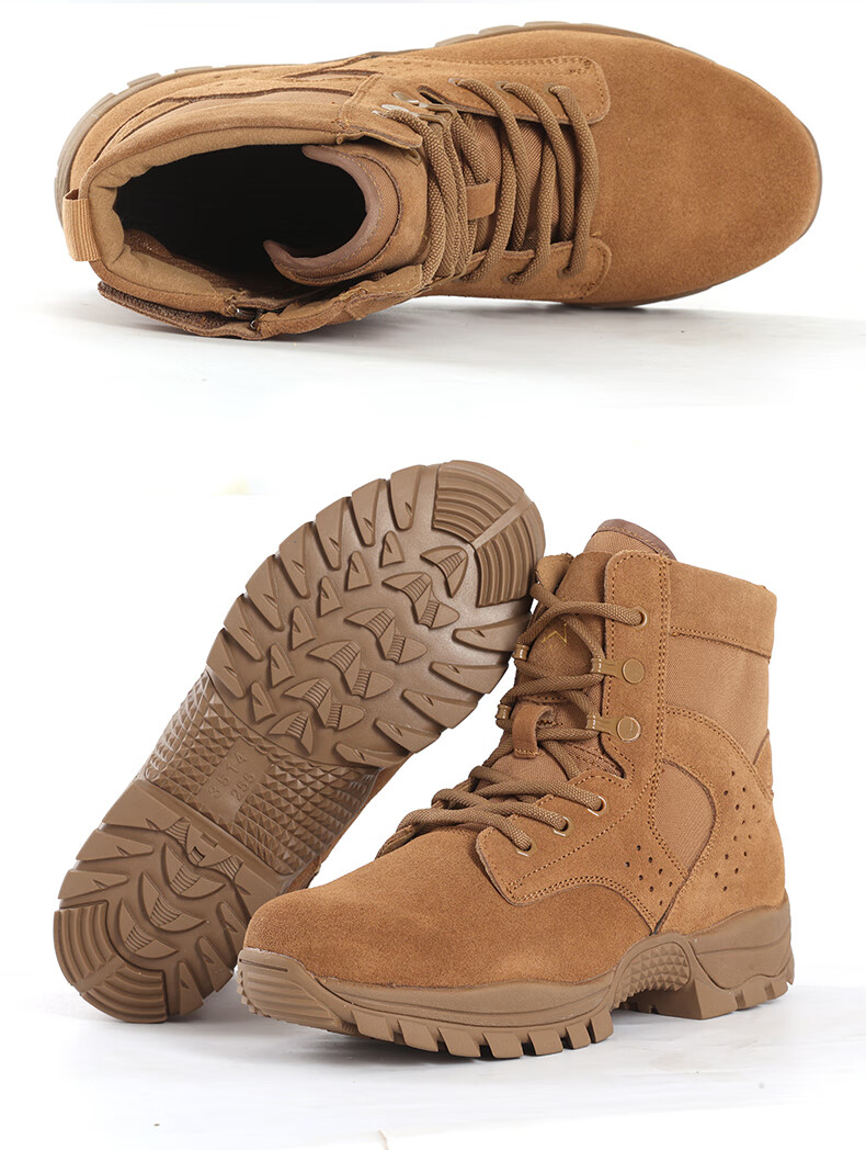 3514 New Style Brown Combat Boots for Men, Ultra-Light Outdoor Desert Boots, Mid-Top Wear-Resistant Puncture-Proof, Brown, Size 40 13