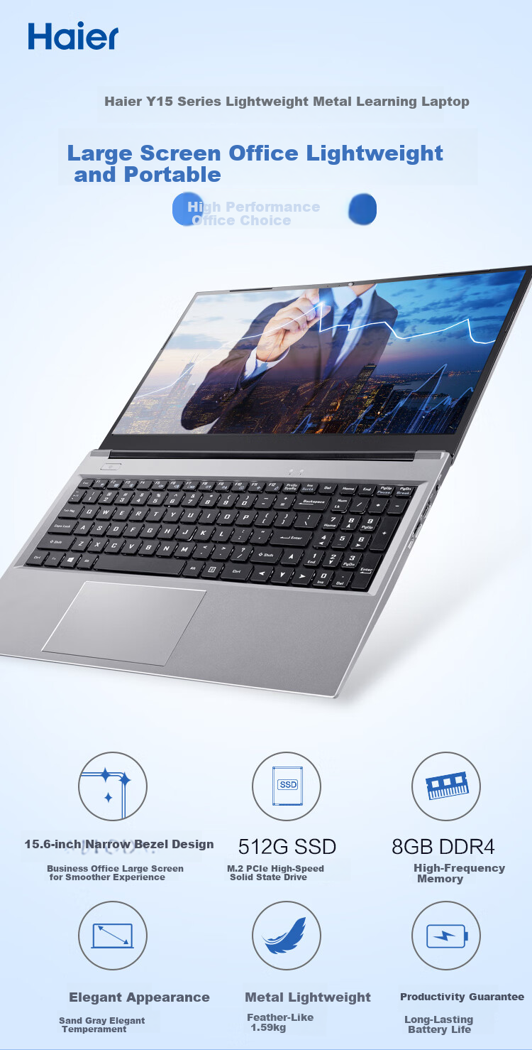 Haier Tianyue 14-inch Ultra-Narrow Bezel Laptop Office Student Business Portable AI Thin and Light (i5-13420H/16GB/512GB SSD) 1