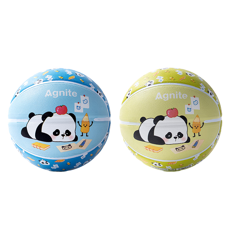 Deli Panda No. 5 Children's Basketball, Durable Rubber, High Elasticity, Wear-Resistant, Non-Porous, Non-Slip Basketball, Gree