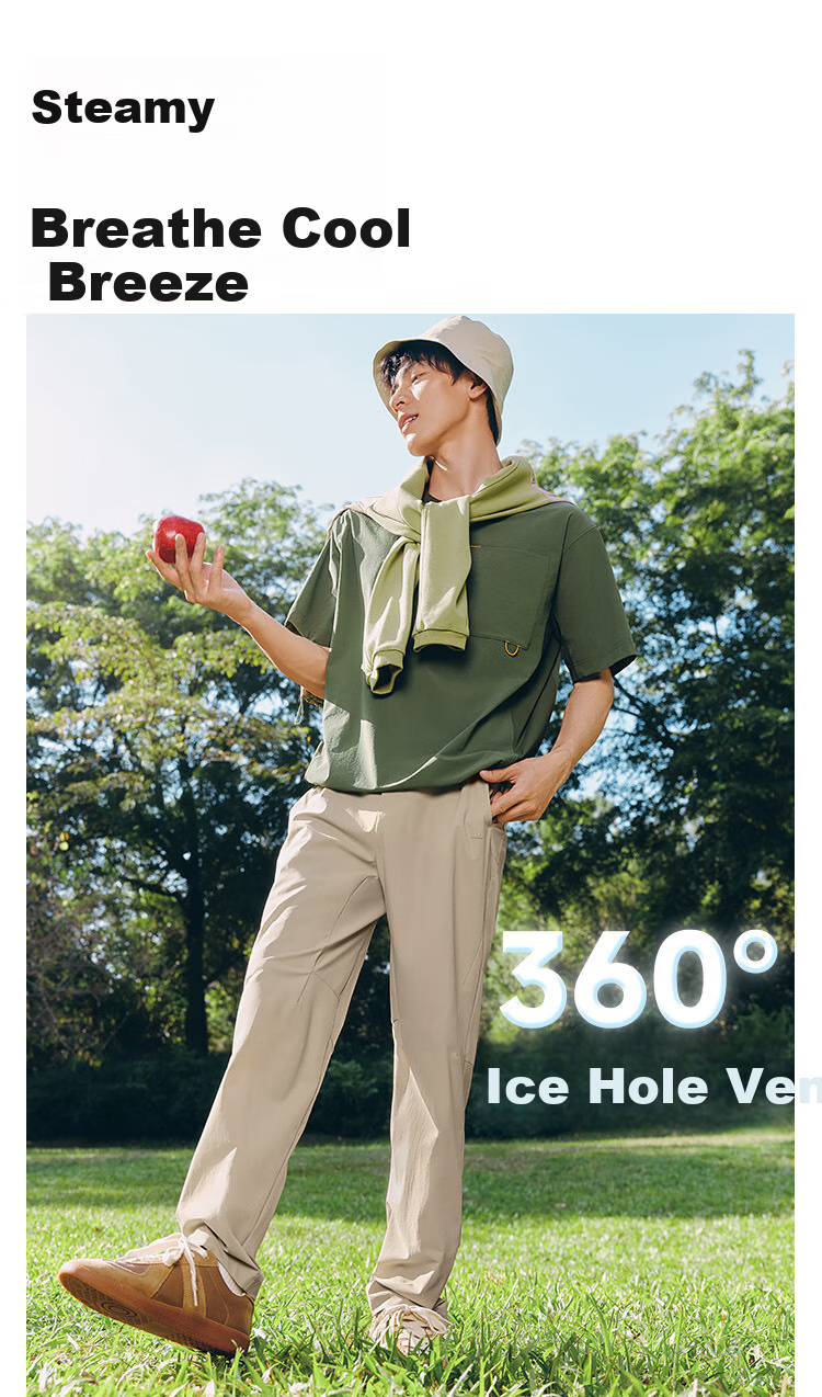 Beneunder Men's Pants, Sports Casual Trousers, Summer Cool-Feeling Straight-Leg Pants, High-Elasticity Breathable CC926 2