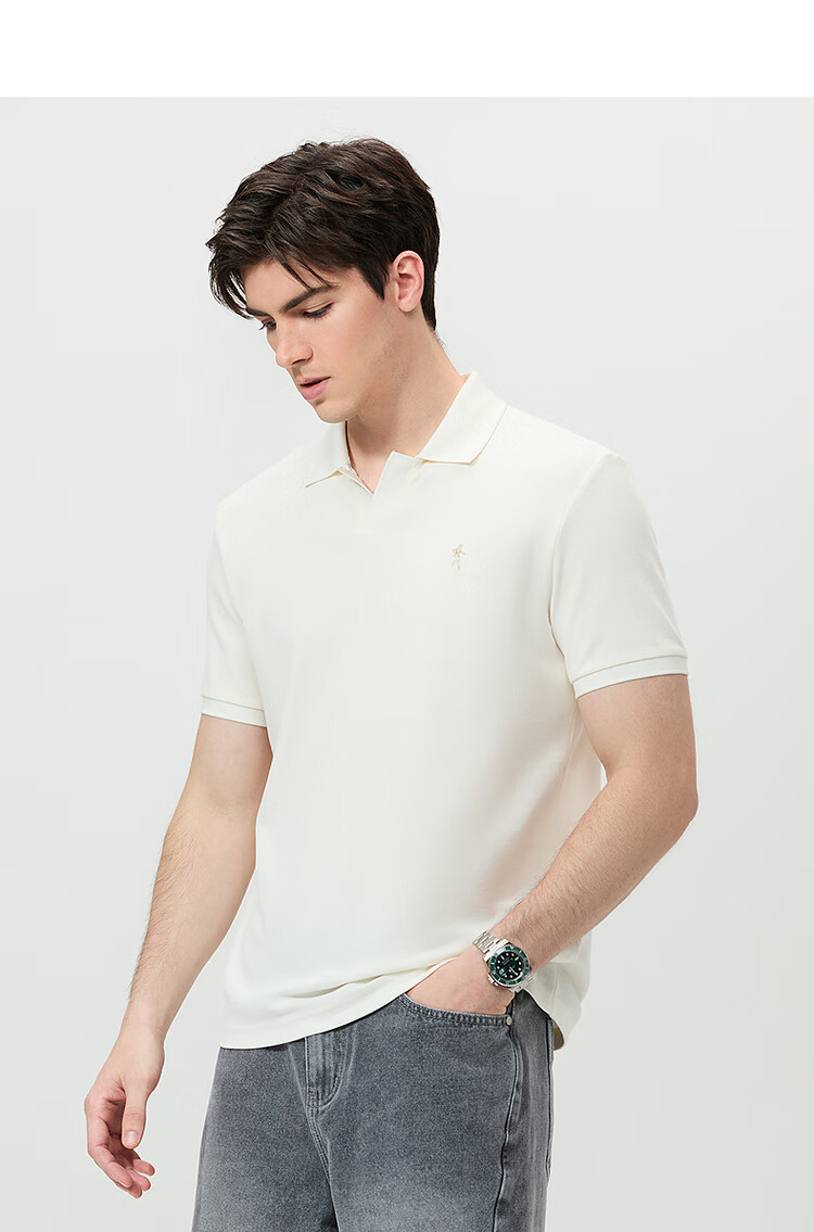 DANCING WOLVES [7A Antibacterial 2A Anti-Mite] Fashionable V-Neck Cool Breathable Men's Short-Sleeve POLO 306 Brown XL(180) 11
