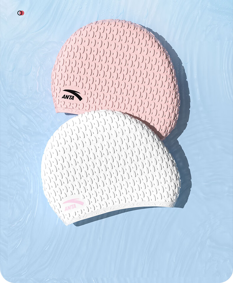 ANTA Adult Water Drop Swim Cap Hydrophobic Particle Swim Cap Waterproof Non-Tight Long Hair Swimming Cap Black 16