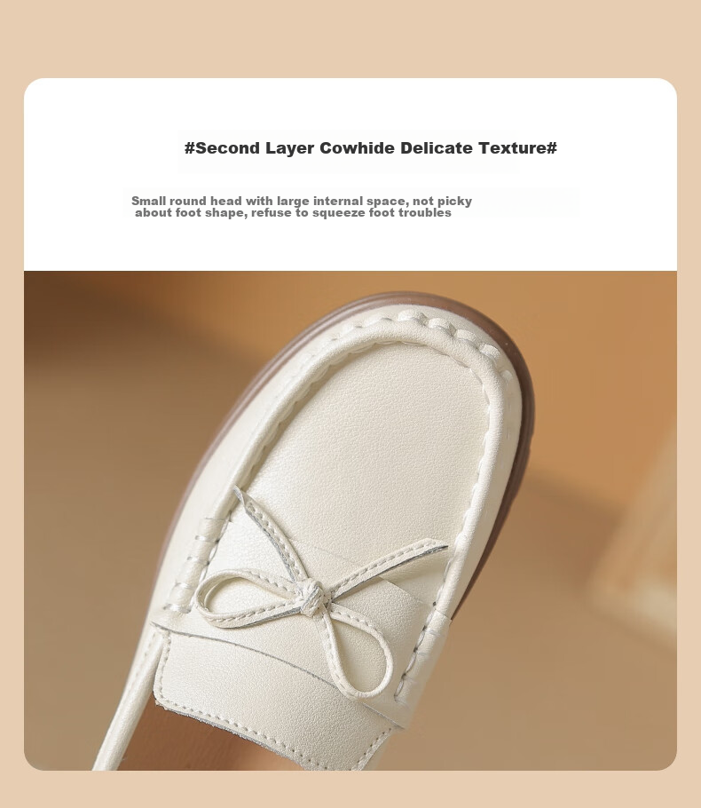ZHR Women's Loafers, Spring And Autumn Genuine Leather, Two-Way Wear, Flat Single Shoes, Comfortable Commuter Women's Shoes, BT36, Beige, Size 40 6