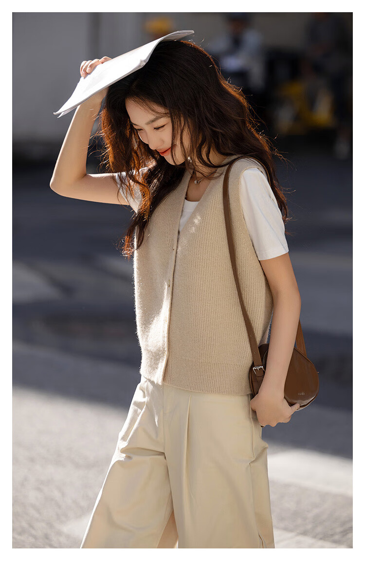 Dme [Daily Commute Knitted Vest] Spring V-Neck Basic Versatile Sleeveless Knit Top for Wome 3