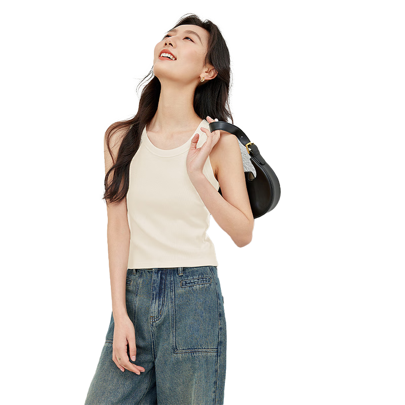 Fansiman White Tank Top Women's Inner Wear 2026 Summer Outerwear Slim Knit Top Apricot L
