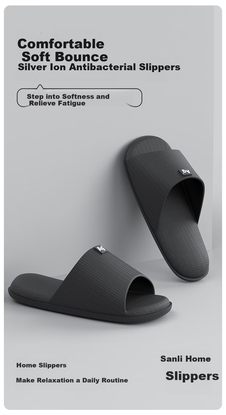 Sanli Non-Slip Indoor Home Slippers for Men And Women, Bathroom Outdoor Wear Summer Sandals, Gray, Size 40-41 1