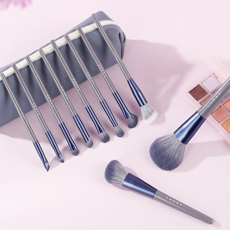 LADES 10-Piece Purple Rabbit Makeup Brush Set Including Contour Brush, Blush Brush, Powder Brush, Concealer Brush, And Fiber Brush Beauty Tools