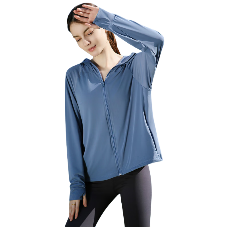 Cheguimu Sun Protection Clothing for Women, Spring And Summer Ice Silk Sun Protection Garment, Slim-Fit Outdoor Cycling Sun-Blocking Hooded Jacket, Sun Protection Shirt, Skin Coat