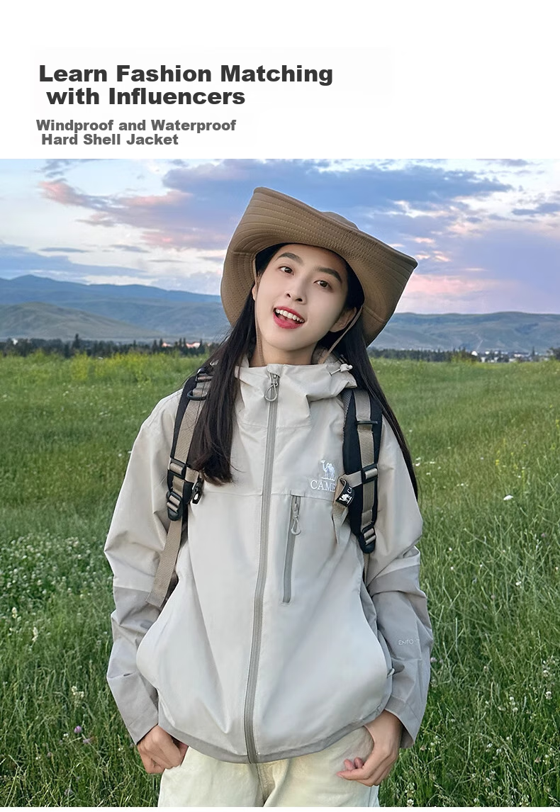 CAMEL [Iwano] Triple-Protection Hardshell Jacket for Men And Women, Color-Block Outdoor Windproof Waterproof Mountaineering Coat 8672 1