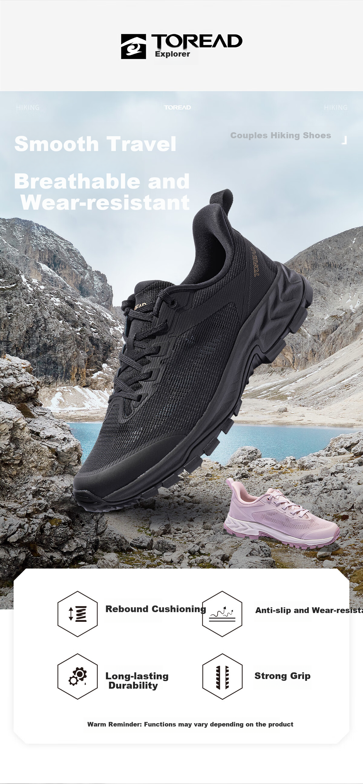 TOREAD Hiking Shoes, Spring And Summer Couple Outdoor Non-Slip Wear-Resistant Mountaineering Shoes, Breathable Casual Sneakers TFAACN82978 1