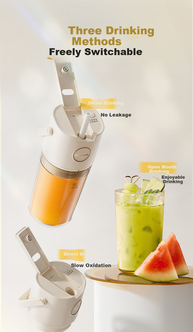 Bear Portable Juicer Wireless Charging Juice Cup Large Capacity Outdoor Personal Blender Small Ice Crushing Fruit Juicer Bottle 15
