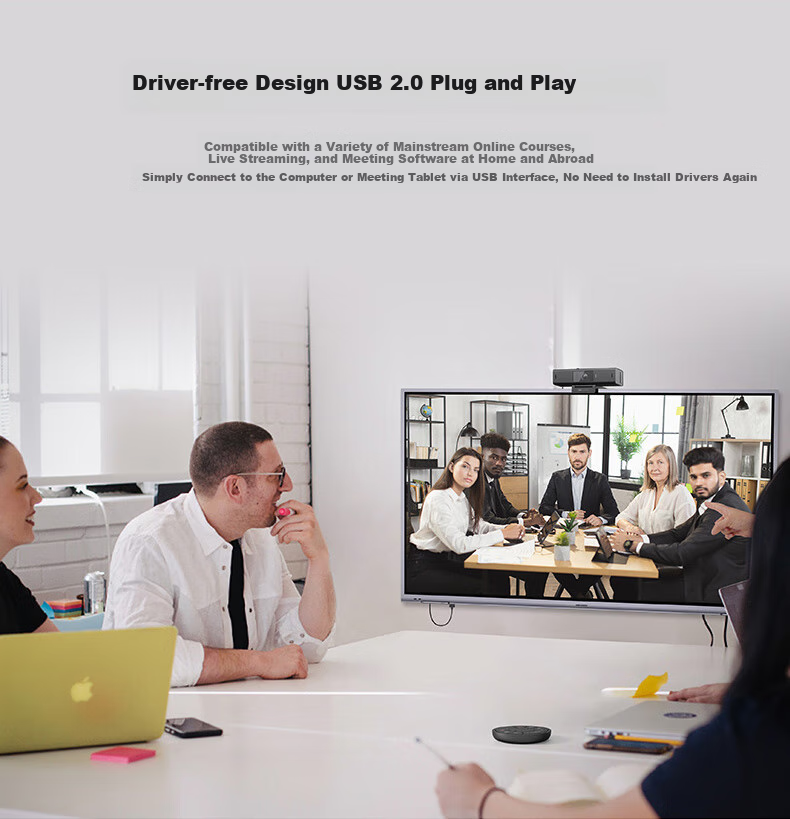 HIKVISION Video Conference Camera, 1080P HD with Microphone, Wide-Angle Focus, Intelligent Portrait Centering, USB External Computer Desktop Equipment U62 Pro 4