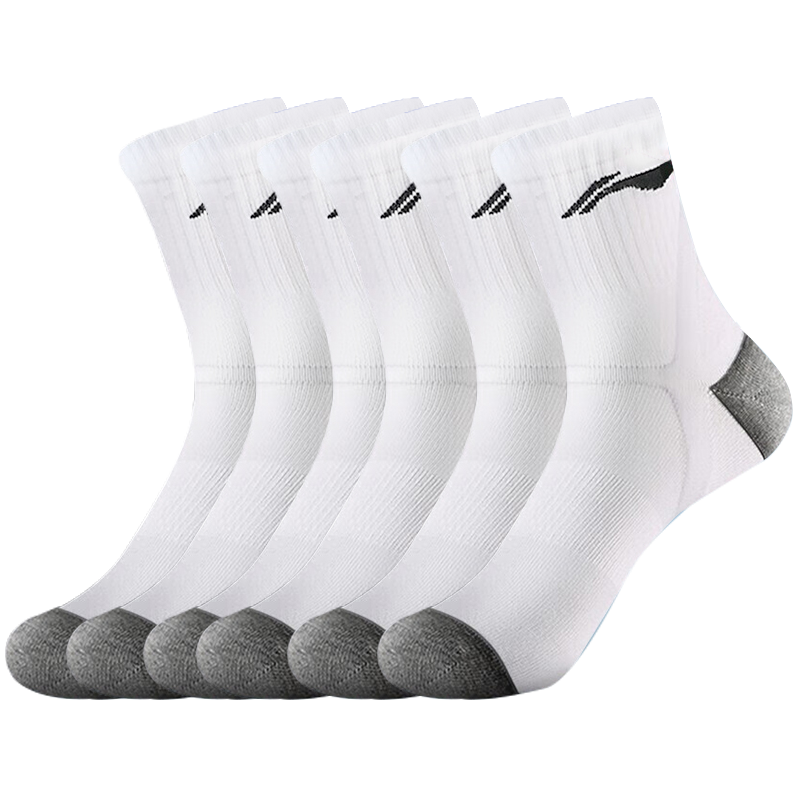 Li-Ning Men's Socks (Six Pairs), Basketball Socks, Sports Socks, Lifestyle Socks, Badminton Running Socks for Women, Breathable And Sweat-Absorbing Cotton Socks for All Seasons