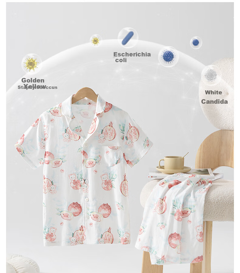 Beitaisi Children's Pajamas, Girls And Boys Summer Thin Breathable Home Wear Set, Baby Parent-Child Sleepwear Short Sleeve 36