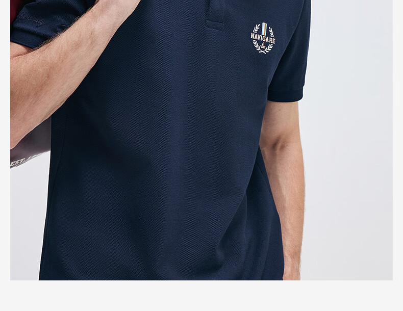 Navigare Italian Small Sailboat Men's Cool-Feeling Elastic Casual Simple Short-Sleeve POLO Shirt 1325525505, Navy Blue, XL 19