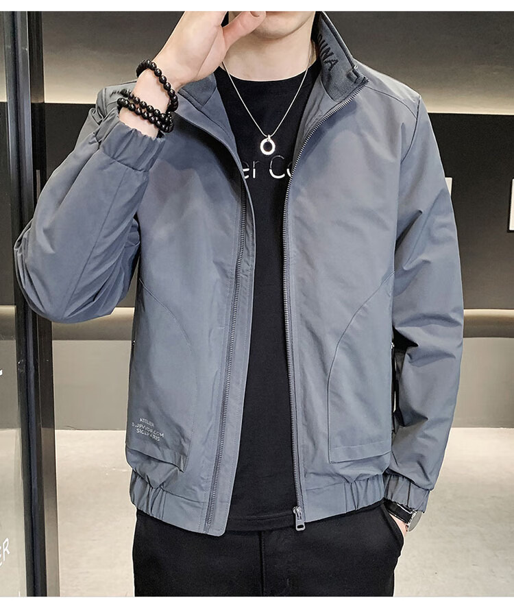 ROMON Men's Spring Casual Jacket Trendy Loose Fit Black XL 15