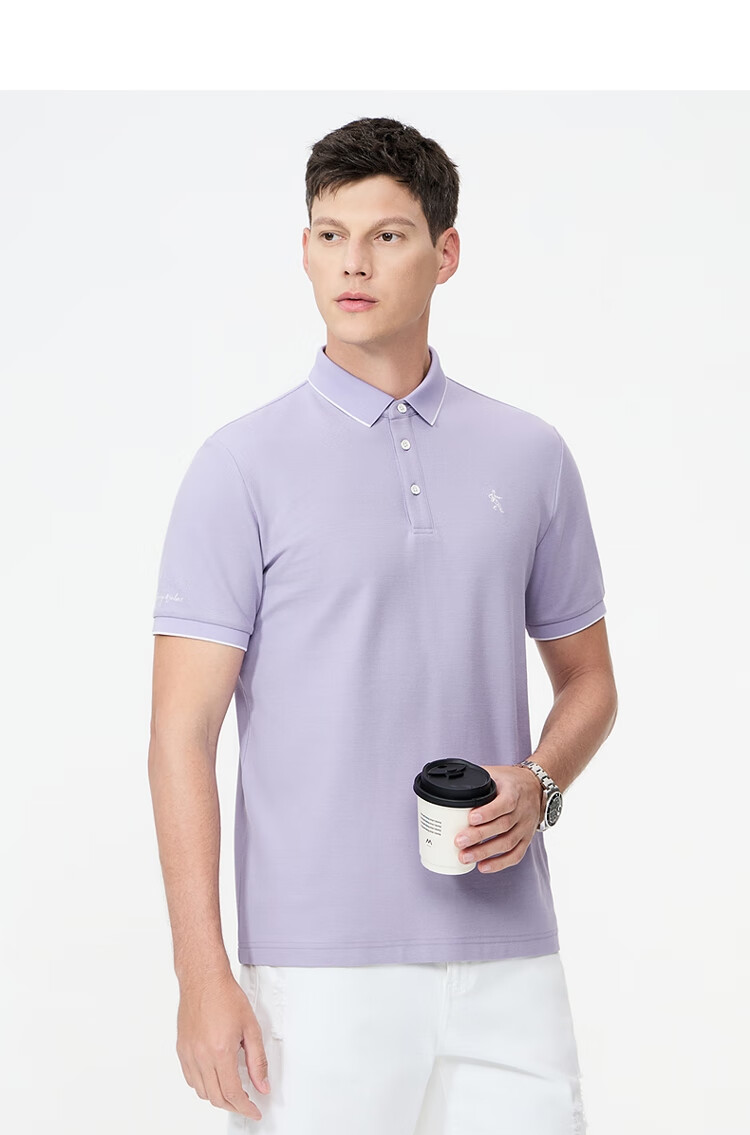 DANCING WOLVES [7A Antibacterial 2A Anti-Mite] Cool And Shape-Retaining Collar Breathable Men's Short Sleeve POLO, 102 Navy Blue, 2XL(185) 14