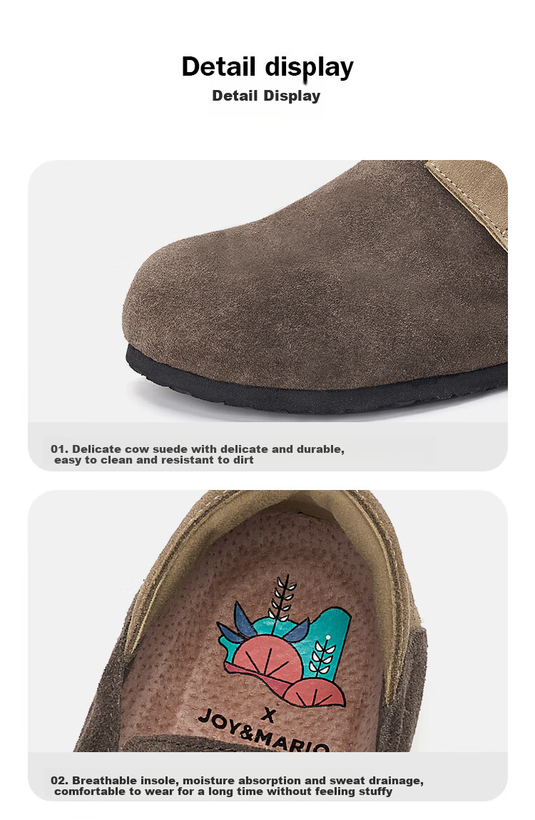 J&M Birkenstock-Style Women's Shoes, Spring Outdoor Wear, Soft Sole, Retro, Full Coverage, Casual, Niche, Women's Flats, Coffee Color, Size 40 11