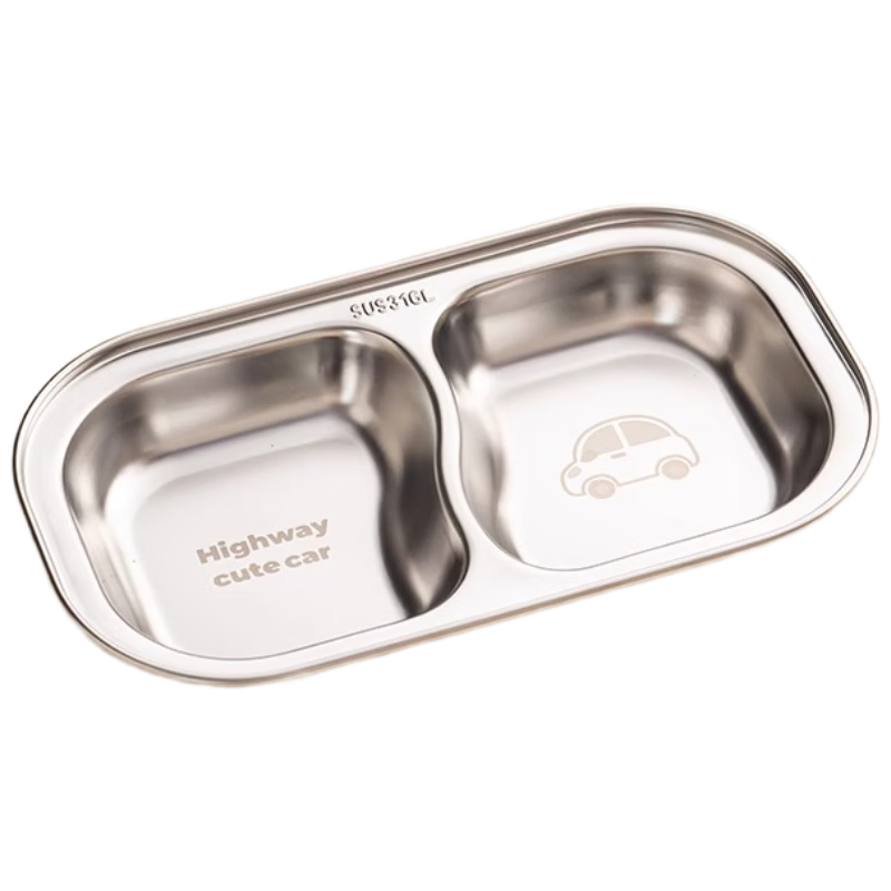 Onlycook 316L Baby Food Plate, Children's Divided Dining Tray And Bowl, Infant Stainless Steel Tableware - Car