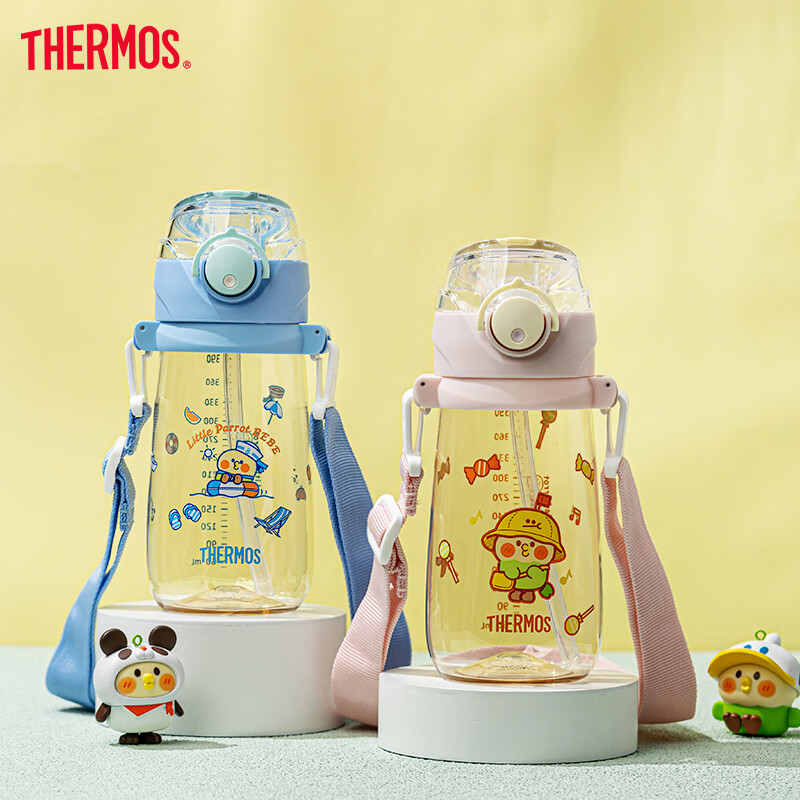 Детская поилка THERMOS "Попугай", PPSU, с трубочкой, для детского сада и школы, 480 мл, синий