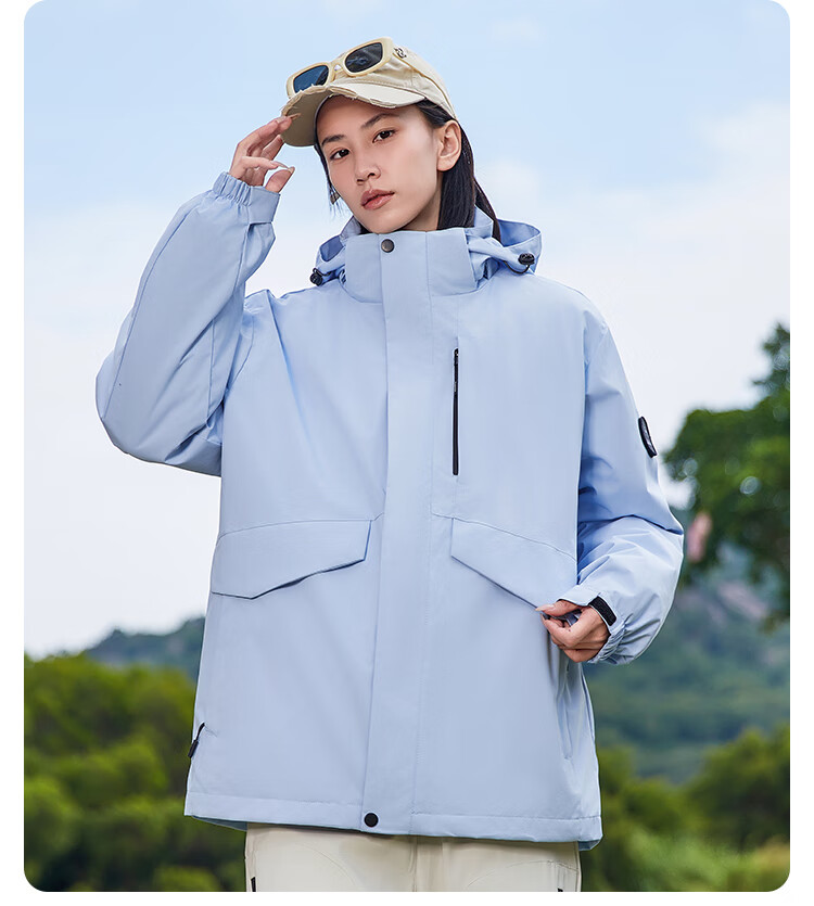 JEEP SPIRIT 3-in-1 Unisex Outdoor Mountaineering Jacket Casual Hooded Coat Green 2XL 23