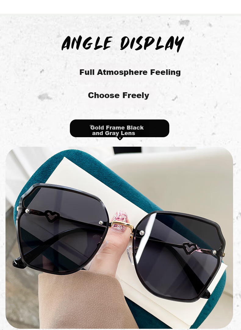 Angelamiao Fashion Women's Sunglasses, Frameless Cut-Out Sunglasses, UV Protection, Bare-Faced Slimming Effect, Silver Frame with Gradient Lenses 8