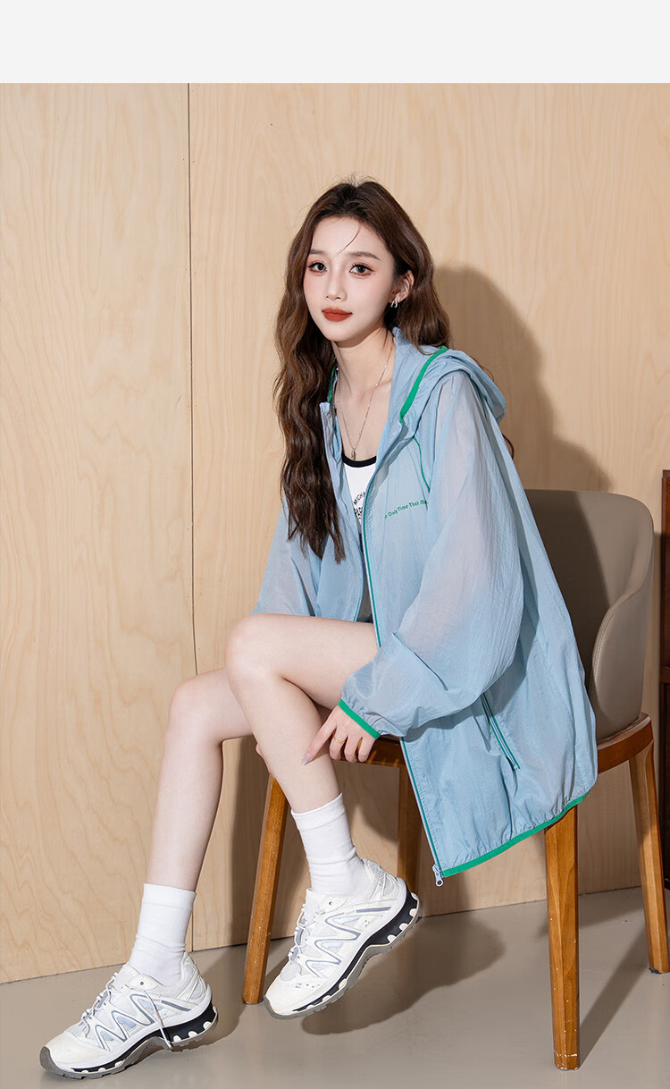 TonLion 2025 Summer Women's Hooded Striped Long Sleeve Loose Zip-up Jacket 6